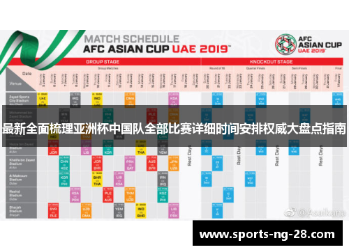 最新全面梳理亚洲杯中国队全部比赛详细时间安排权威大盘点指南