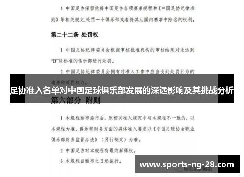 足协准入名单对中国足球俱乐部发展的深远影响及其挑战分析 足协准入名单对中国足球俱乐部发展的深远影响及其挑战分析